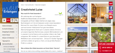 Zusammenarbeit mit dem Erlanger Tourismus Marketing Hotel Luise Erlangen