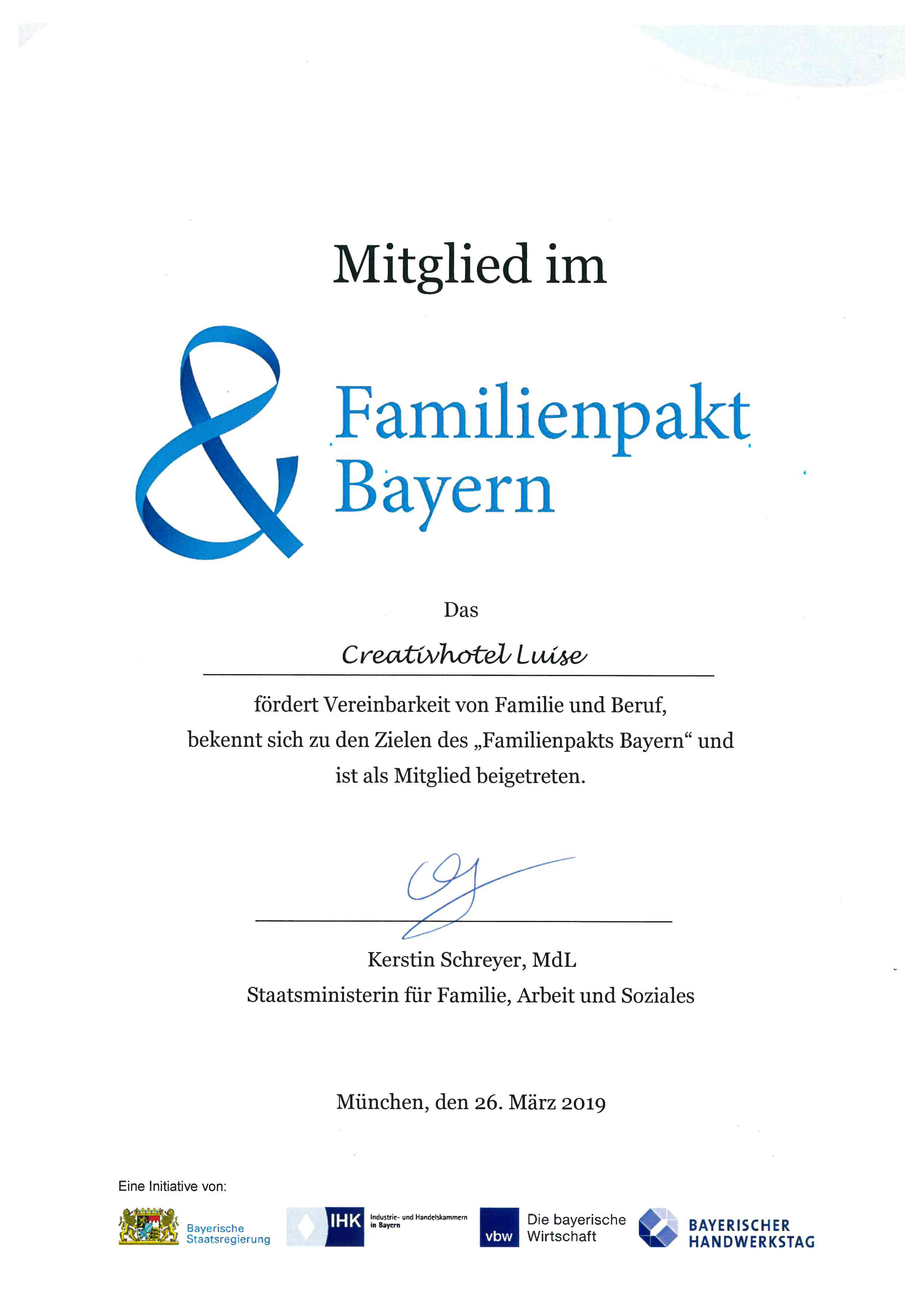 Mitgliedschaft Familienpakt Bayern Hotel Luise Erlangen